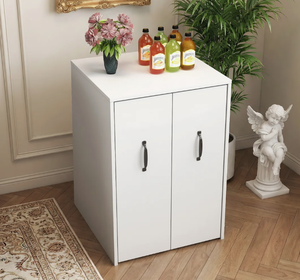 Armoire de rangement en bois blanc de qualité supérieure, moderne, à deux portes, sur pied, pour la décoration de la maison et du bureau - Product Image 1
