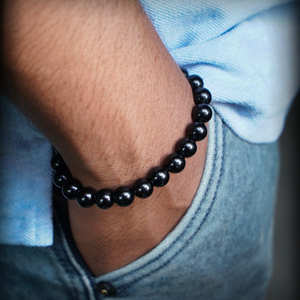 Natural Black Obsidian 8mm Round Gemstone <b>Stretch</b> <b>Bracelet</b> Crystal Beaded <b>Bracelet</b> Wholesale Supply - Product Image 6