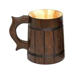 Taza decorativa de madera con diseño floral tallado a mano y acabado brillante para bebidas frías y calientes a un precio asequible. - Product Image 2