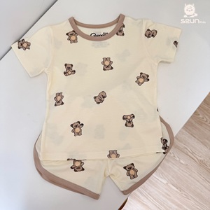 Conjunto de Ropa para Niños y Niñas, Estampado, Viscosa, Verano, Fresco, Transpirable, Suave, Ligero, Hecho en Vietnam, Comodidad Durante Todo el Día - Product Image 1