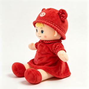 customized Baby Doll Plush with Red Pig Outfit, Polka Dot Pig Hat <b>Stuffed</b> Rag Doll, Cute Kids <b>Soft</b> Companion Doll - Product Image 2