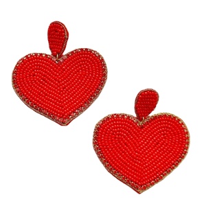 COMPRAR Pendientes de cuentas de diseñador de CORAZÓN para mujer Día conmemorativo patriótico Material de tela de color naranja blanco azul - Product Image 1