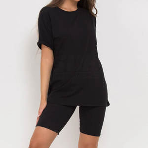 Conjunto de Camiseta y Pantalones Cortos Casuales para Mujer, Verano 2026, Nuevo, al por Mayor, Color Sólido, por Encima de la Rodilla, Transpirable - Product Image 4