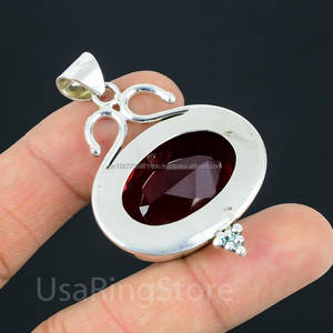 925โกเมนเงินแท้จี้อัญมณีทำมือจี้โกเมนของขวัญสำหรับแม่ของเธอสำหรับสร้อยคอ - Product Image 2