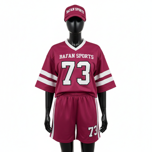 Women Football <b>Short</b> Set Polyester Interlock Fabric Moisture Wicking Maroon <b>Sleeve</b> Panel Custom Logo Women's Sets 100% Cotton - Product Image 6