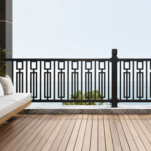 Barandilla de Balcón de Metal Negro con Diseño Geométrico, Valla para Terraza Exterior, Barandilla de Seguridad Moderna para Casas, Villas, Terrazas y Usos Comerciales - Product Image 4
