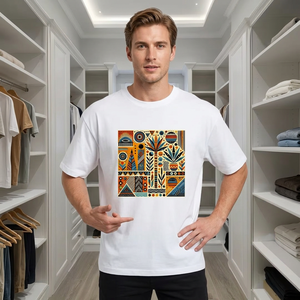 Camiseta Blanca de Cuello Redondo y Manga Corta para Hombre, con Estampado de Dibujos Animados, Ecológica, 180g, 100% Algodón, Informal, Cómoda, con Logotipo Frontal - Product Image 4