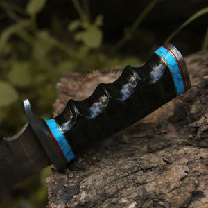 มีดล่าสัตว์ทำมือจากเหล็กดามัสกัส รุ่นใหม่ล่าสุด สำหรับการเอาชีวิตรอดกลางแจ้ง ใบมีด 7 นิ้ว ใช้งานได้ทั้งมือซ้ายและขวา - Product Image 3