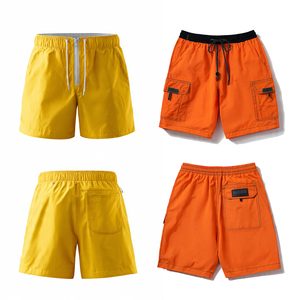 Shorts de Natación de Secado Rápido para Hombre, Color Sólido, con Cordón en la Cintura y Bolsillos, Rojo/Rosa - Product Image 4