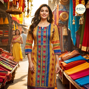 เสื้อคลุมผ้าฝ้ายสไตล์พื้นเมืองสำหรับผู้หญิงเสื้อคลุมปากีสถานแบบลำลองสำหรับผู้หญิงชุดเทศกาลทั่วโลกขายส่ง - Product Image 4