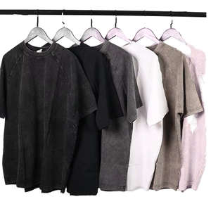 เสื้อยืดคอกลมทรงโอเวอร์ไซส์ผ้าฝ้าย 100% ล้างสีแบบแอซิดวอช แขนสั้นทรงหลวม ไหล่ตก สไตล์ลำลองสำหรับผู้ชาย  10 อันดับยอดนิยม - Product Image 6