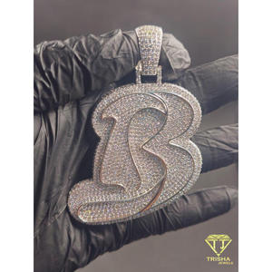 Lab Grown Diamond <b>Iced</b> <b>Out</b> B Letter Pendant Hip Hop Custom Initial <b>Chain</b> Luxury Bling Jewelry Gift - Product Image 5