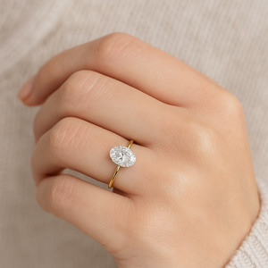 Bague de fiançailles en or 14K 18K avec diamant ovale 2 carats pour femme, rapport IGI, diamant de laboratoire CVD, bague de mariage, bague de demande en mariage - Product Image 2