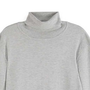 Suéter de Cuello Alto para Hombre, Color Gris Sólido, Manga Larga, Tejido de Punto, para Otoño - Product Image 3