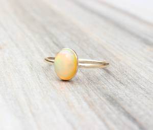 Ethiopian Opal Ring 925 Sterling Silver 14k Gold Plated Oval <b>Stacking</b> Ring Minimalist Women Jewelry Wholesale Supplier - Product Image 4