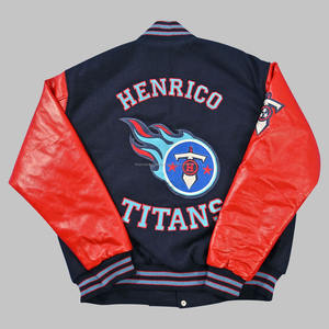 Vente en gros de veste universitaire d'hiver pour hommes broderie personnalisée en laine et cuir Streetwear avec col montant enduit traitement - Product Image 2