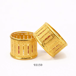 Bracelets Kada larges pour femmes MOLL JEWELLERS, plaqués or 24 carats, en alliage et zircon, motif floral tendance, design filigrané complexe, micro-cadeau - Product Image 1