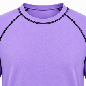 Traje de Baño de Una Pieza de Manga Corta para Niños, Color Morado Sólido, de Secado Rápido - Product Image 3