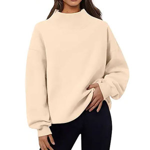 Pull en molleton de coton épais et respirant pour femme, coupe ajustée, col rond, épaules tombantes, idéal pour l'hiver, écologique et de haute qualité - Product Image 3