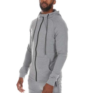 Survêtement à capuche bleu marine pour homme, fermeture éclair intégrale, coupe classique, couleur unie, vêtement décontracté d'automne avec poches latérales, 100% polyester - Product Image 6