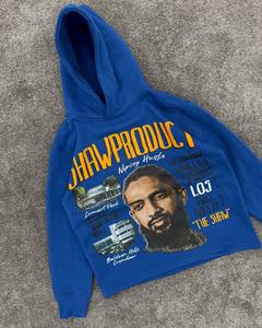 Fabricante de Ropa Personalizada, Sudadera con Logotipo Estampado en Relieve, 100% Algodón, Hombros Caídos, Corte Recortado para Hombre - Product Image 3