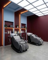 Fauteuil de Barbier Professionnel Moderne Industriel avec Miroir sur Pied et Base en Aluminium pour Salons de Beauté