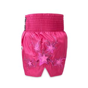 Pantalones Cortos de Muay Thai de Moda, Pantalones Cortos de Boxeo Tailandés de Satén Rosa, Pantalones Cortos de Pierna Ancha para Entrenamiento de Kickboxing, Fabricante OEM - Product Image 4