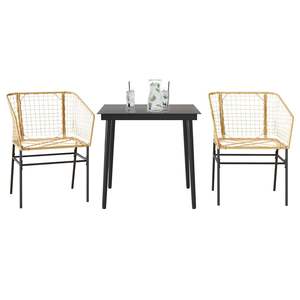 Conjunto de Comedor de Jardín de Mimbre Sintético Marrón de Durabilidad Media - Product Image 2