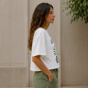 Camiseta de Algodón para Mujer, Corte Holgado, Transpirable, Absorbente de Humedad, Informal para Verano - Product Image 3