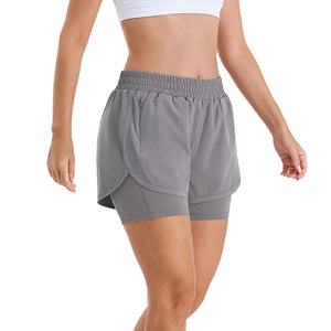 Nuevos Shorts Deportivos de Cintura Alta para Mujer, Shorts de Entrenamiento de Doble Capa para Fitness y Yoga con Bolsillos - Product Image 1
