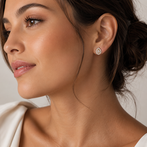 18Kt Rose Gold Pear Cut Diamond Halo <b>Stud</b> <b>Earrings</b> for Women High Polish Bridal Party Anniversary Gift <b>Fine</b> Jewelry - Product Image 1