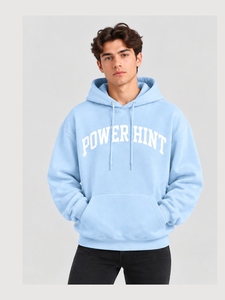 OEM ODM Custom Graphics Hoodie <b>Men</b> Manufacturer Pastel <b>Blue</b> Fleece Arch Letter Printed Sweatshirt Streetwear Outerwear Hoodies - Product Image 3