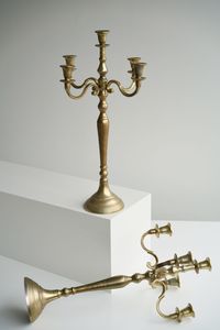 5 Arms Antique Luxury <b>Candelabra</b> Table Display Wedding Occasion Decoration Event Supplies Brass Gold Finish Candle Holder - Product Image 3