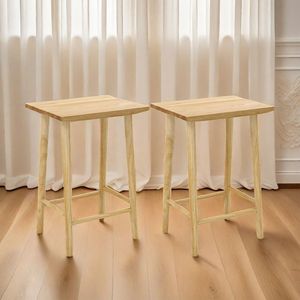 Set of 2 25.5 Inch Bar <b>Stools</b> with Footrest for Kitchen and <b>Dining</b> Room <b>Table</b> Benches - Product Image 1