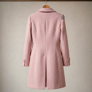 Manteau en laine rose uni élégant pour l'automne, style grec coupe droite, de la Sororité Delta Sigma, parmi les insignes maçonniques héritages. - Product Image 3