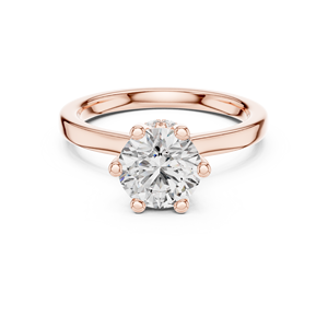 Anillo de Compromiso Art Deco con Moissanita de Corte Redondo del Proyecto Vinson, Halo Oculto, Base de Seis Puntas, Chapado en Oro de 18K, Certificado GRA - Product Image 1