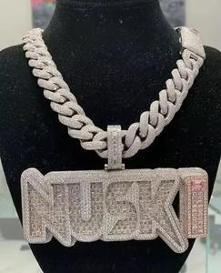 Colgante Personalizado para Hombre, Chapado en Plata 925 con Moissanita Real en Forma de Baguette, Colgantes y Dijes Finos - Product Image 3