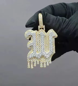 Colgante de Plata de Ley 925 con Moissanita, Letra Inicial, Estilo Hip Hop, Dos Tonos, Certificado, Unisex - Product Image 5