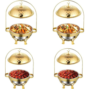 Gold Stainless Steel Chafer Dish Food Warmer <b>Buffet</b> <b>Server</b> with Lid and Handle for Restaurant Hotel Use Warmer Chafing Dish - Product Image 1