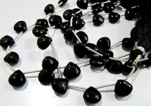 Perles en pierre noire en forme de cœur, 10 mm, lisses, 8 pouces de long, pour la fabrication de bijoux - Product Image 4