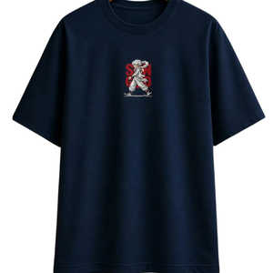 T-shirt graphique oversize pour homme, col rond, manches courtes, imprimé anime au dos, coupe ample, streetwear décontracté, vêtement de mode personnalisé - Product Image 1