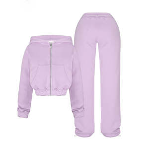 Conjunto Deportivo de Dos Piezas para Mujer con Logotipo Personalizado, Chaqueta con Capucha y Cremallera y Pantalones Deportivos Bordados, Fabricante de Ropa Deportiva - Product Image 6