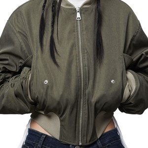 Latest Streetwear Y2K Fashion Winter Canvas Cropped Bomber Jackets Women OEM Custom Personalized Designs <b>Hip</b> Hop Vintage Quick - Product Image 6