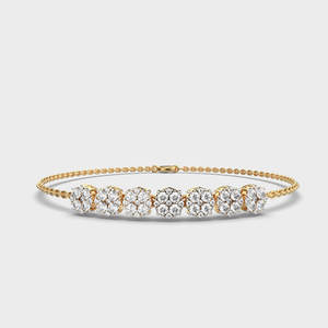Bracelet tennis en argent 925 avec grappe florale de moissanite, finition jaune, bijoux fins, cadeau de mode pour femme, chaîne de poignet - Product Image 4