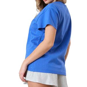 T-shirt personnalisé en jersey solide, écologique, orné de strass étincelants, de qualité supérieure, à séchage rapide, respirant, à manches courtes et doux - Product Image 2