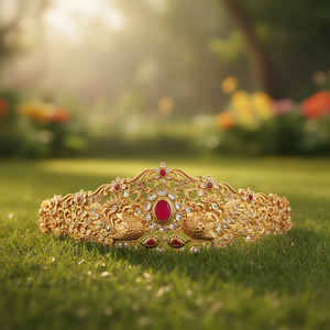 Heavy Work Peacock Ottiyanam Fashion Body Jewelry - Product Image 3