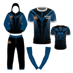 ชุดเสื้อฮู้ดดี้และกางเกงจ็อกเกอร์ BALZ Esports Gamer พิมพ์ลายแบบ Sublimation สำหรับผู้ใหญ่ แห้งเร็ว สีดำเทา - Product Image 3