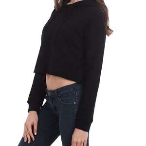 Sudadera Corta Negra para Mujer, Informal, de Manga Larga, Básica - Product Image 3