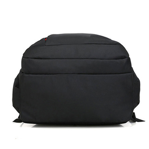 Nylon Backpack With Adjustable Strap Zipper Closure 30-40L Capacity Unisex Casual Daily Use Solid Black Red Trim - Product Image 2