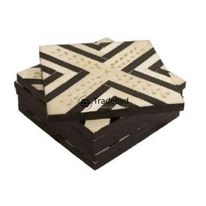 Posavasos Cuadrado de Hueso Incrustado Hecho a Mano de 4x4 Pulgadas, Elegante Adorno Decorativo para Mesa en Diferentes Colores por Tradebyd - Product Image 5